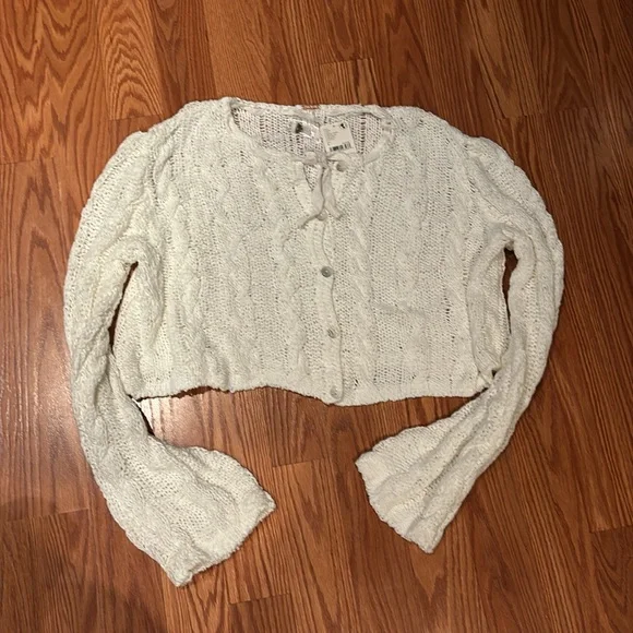 NWT Free People Robyn Cardi in Bright White - L - Picture 6 of 8